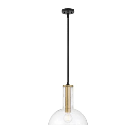 Designers Fountain Nova 60 Watt 1 Light Matte Black Pendant with Clear Seedy Glass Shade D283M-14P-MB